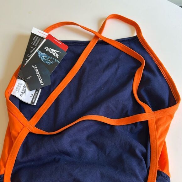 Speedo Spark Splice Crossback One Piece Orange/Navy, size 32/6, NWT - Picture 8 of 11